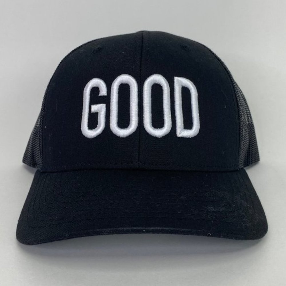 Tomlin Black Cap Embroider White GOOD Snapback Hat